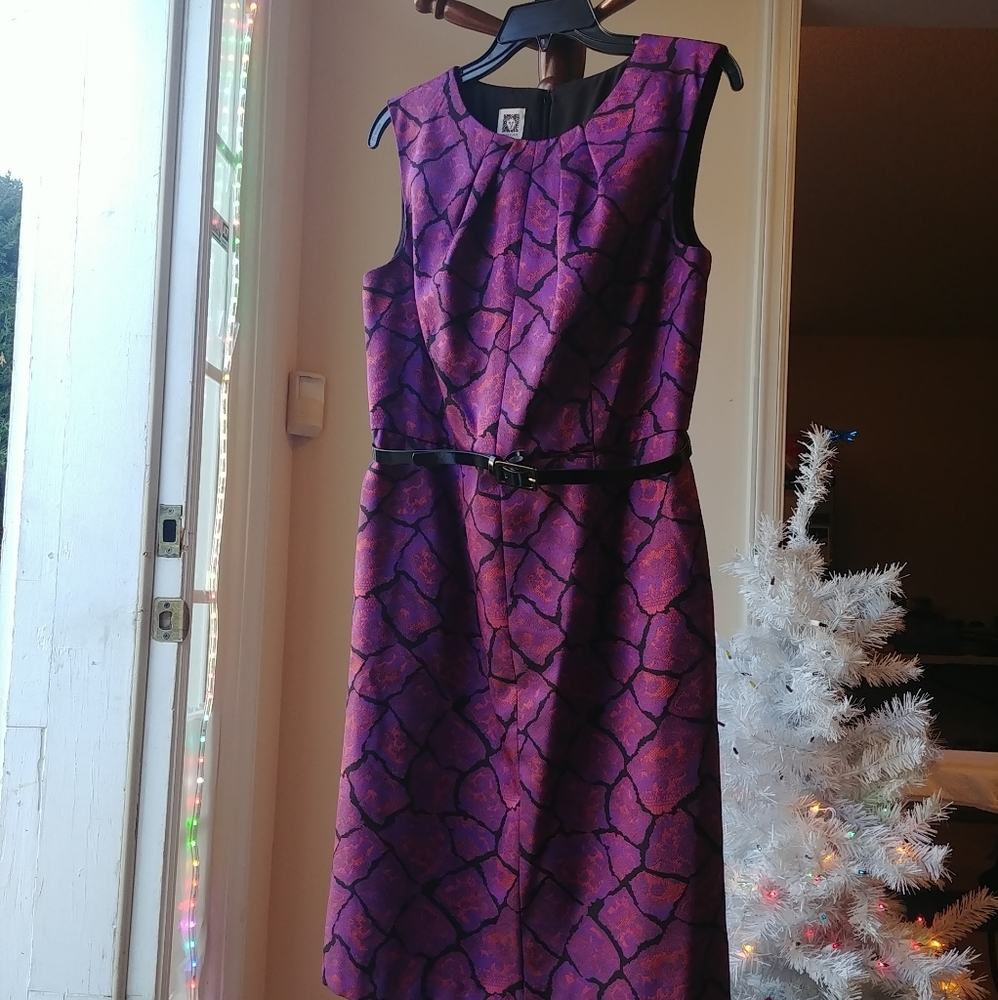 Anne Klein, 10, Purple, Sleeveless, Sheath Dress